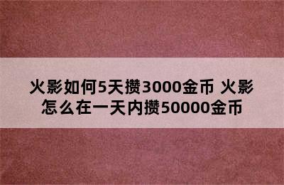 火影如何5天攒3000金币 火影怎么在一天内攒50000金币